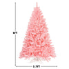 6-foot pink artificial Christmas tree with a full-bodied design and sturdy foldable metal stand for festive decor.