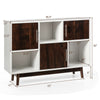 Wood display sideboard storage cabinet with 6 compartments, white and espresso finish, perfect for home organization.