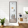Full length metal door mirror with adjustable hooks, featuring a coffee finish, perfect for wall or door placement.