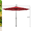 10' solar LED lighted patio umbrella in dark red with a convenient crank and sturdy iron pole for reliable outdoor.