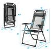 Adjustable reclining folding chair in gray with removable headrest, perfect for patio, garden, or camping use.