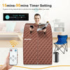 Portable personal steam sauna tent in coffee color with remote control, perfect for home relaxation and health care.