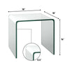 Tempered glass waterfall end table with U-frame design, 18x18x16 inches, suitable for living room or office use.