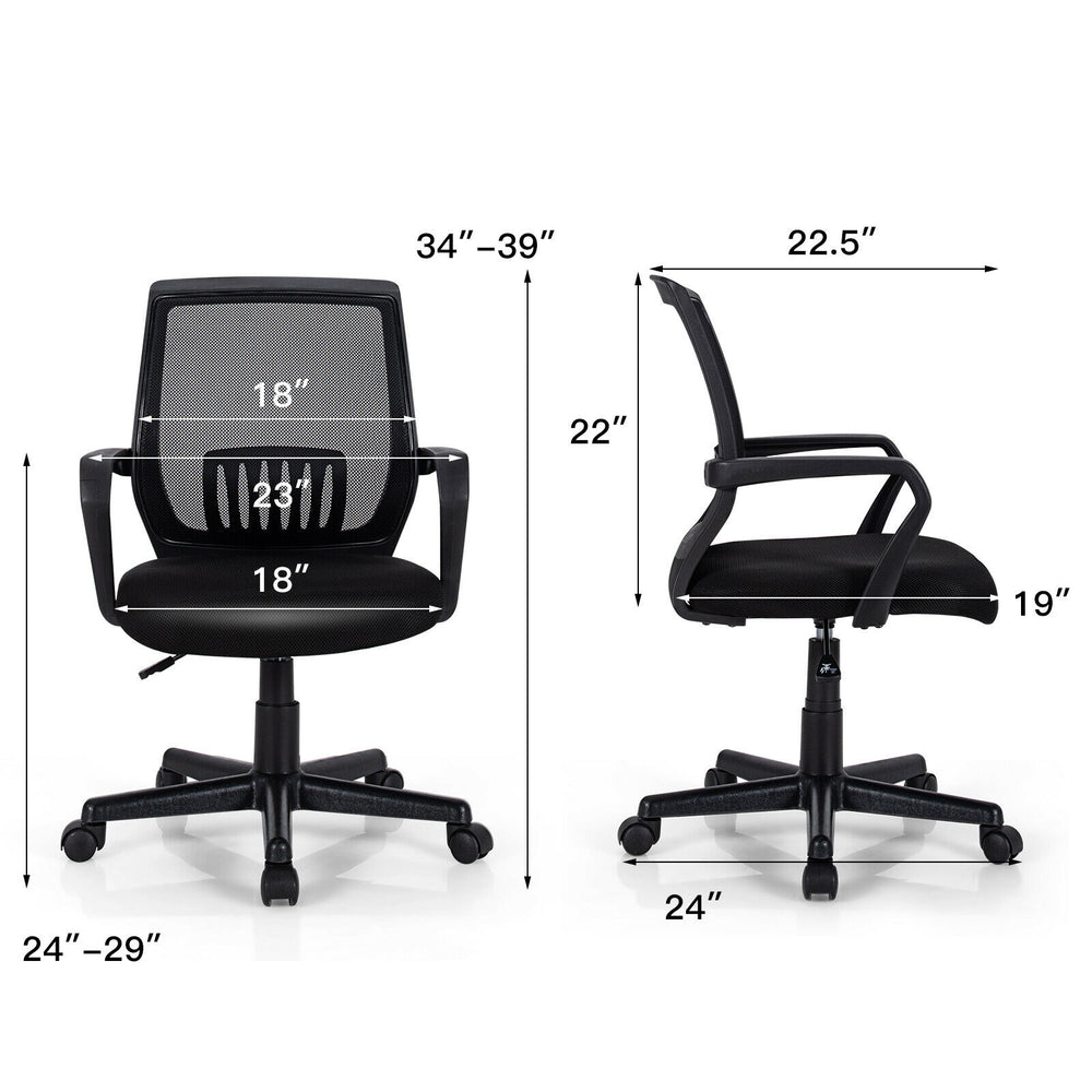 Mid-back mesh executive chair with adjustable height, lumbar support, and ergonomic design for office or home use.