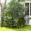 Metal garden trellis set with elegant arch top and butterfly pattern, providing support for climbing plants and vines.