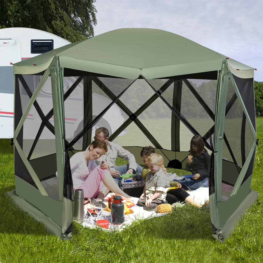 11.5 X 11.5 FT Pop-up Screen House Tent with Portable Carrying Bag-Green - Gallery View 1 of 8
