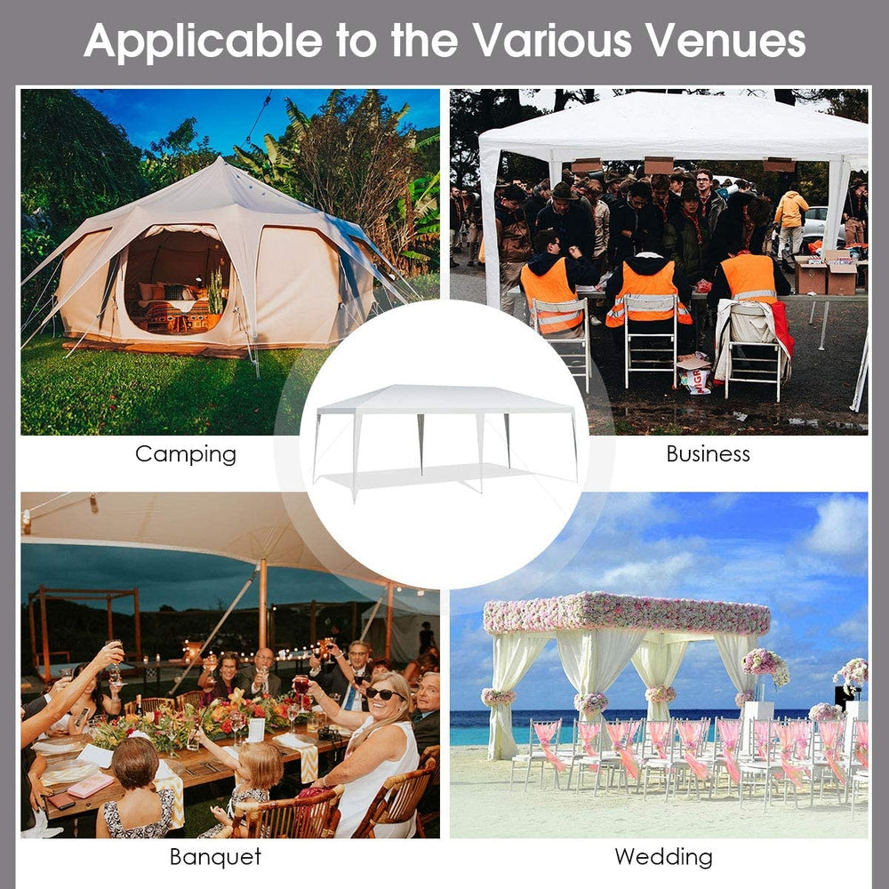 10 x 20 feet waterproof canopy tent in bright white, ideal for camping, weddings, and outdoor events with spacious.