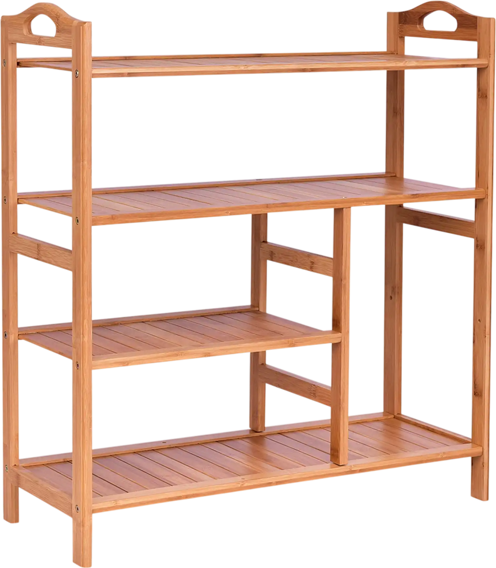 4 Tiers Multifunction Bamboo Storage Shoe Rack for Entryway Hallway