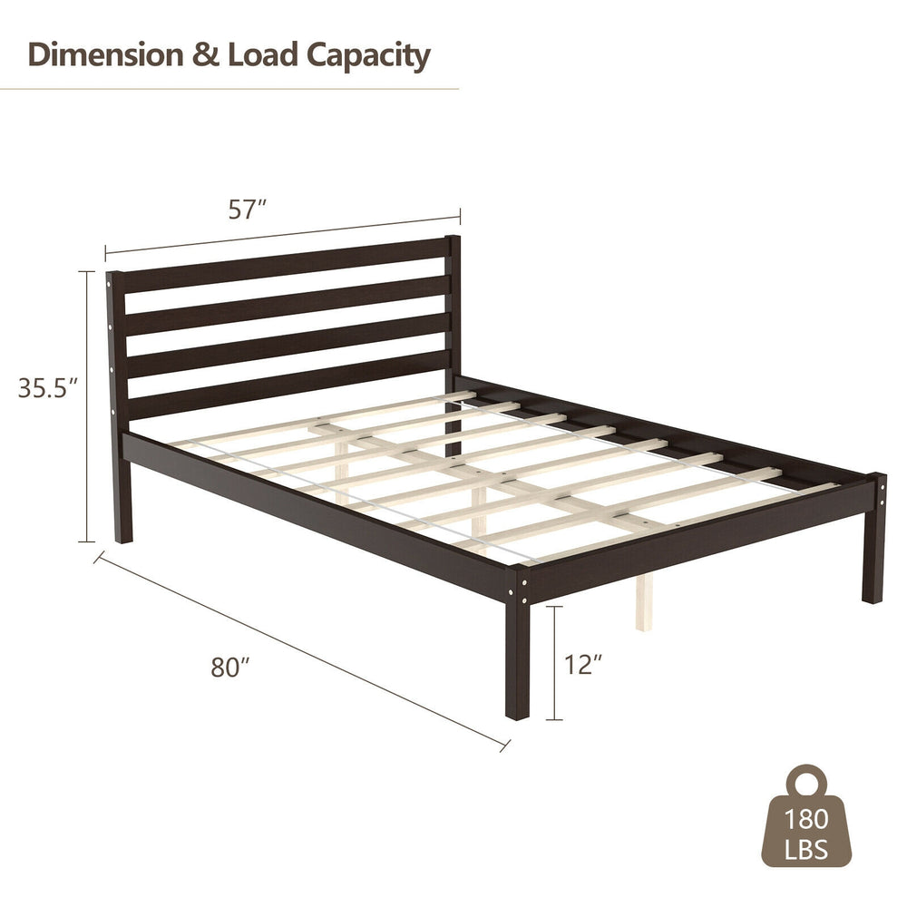 Modern Bed Frame with Wooden Headboard and Plywood Slat Support - Gallery View 5 of 12