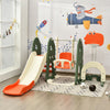 Long slide of the 6-in-1 toddler slide and swing set in orange, featuring smooth activity zones for safe landings and.