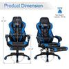 Adjustable gaming chair in blue with footrest, ergonomic design, and 330 lbs capacity for home office use.