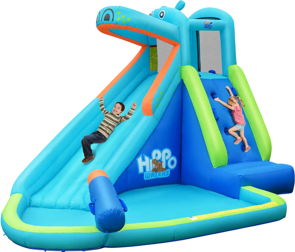 Inflatable Water Pool with Splash and Slide Without Blower