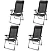 Set of 4 black portable patio folding dining chairs with adjustable headrest, perfect for camping and outdoor use.