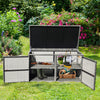 Garden patio rattan storage container box with 88-gallon capacity, featuring dual access and weather-proof design for.