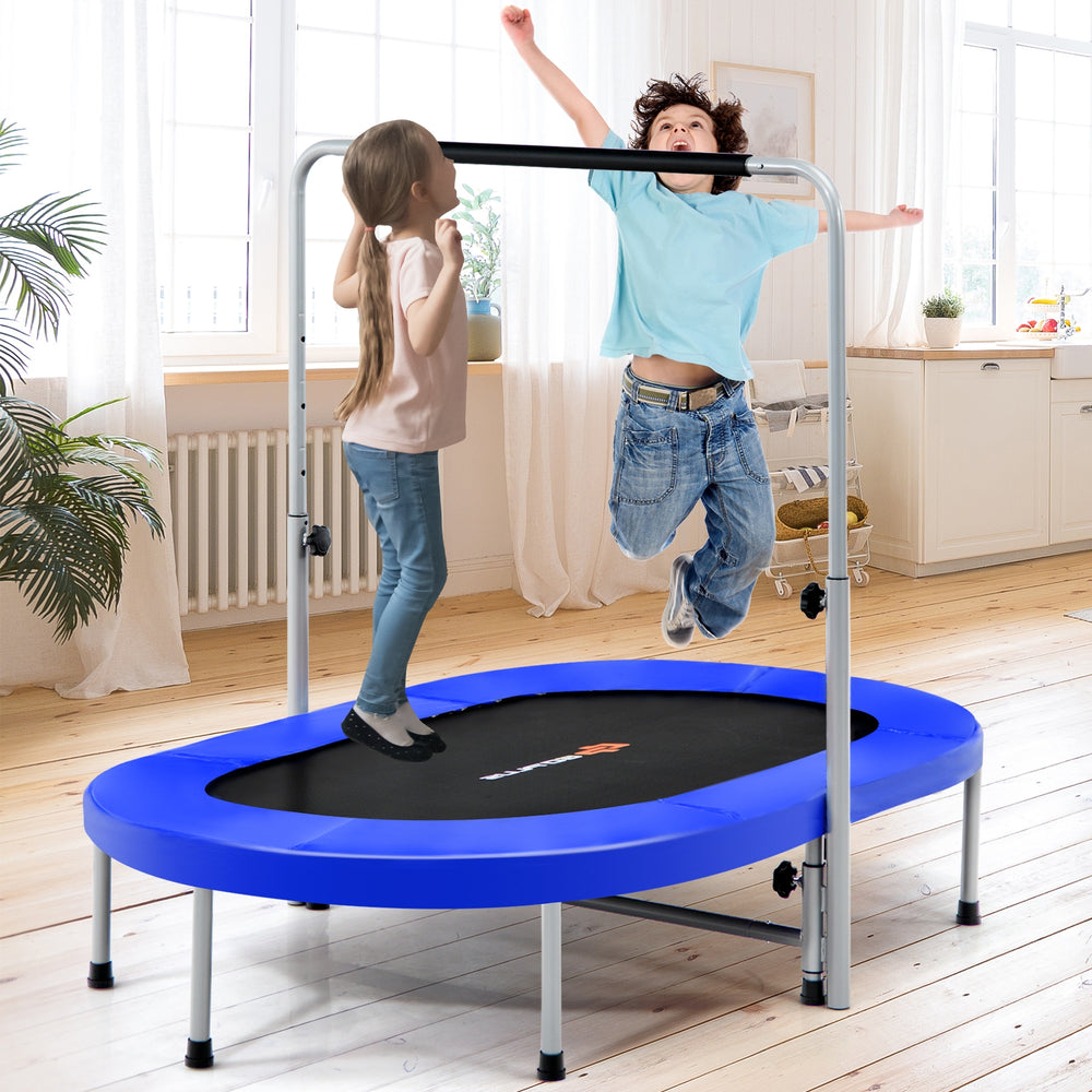 2-Person Foldable Mini Kids Fitness Rebounder Trampoline-Blue - Gallery View 1 of 12
