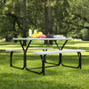 Outdoor picnic table bench set in white HDPE with a smooth surface and sturdy metal frame, ideal for gardens and patios.