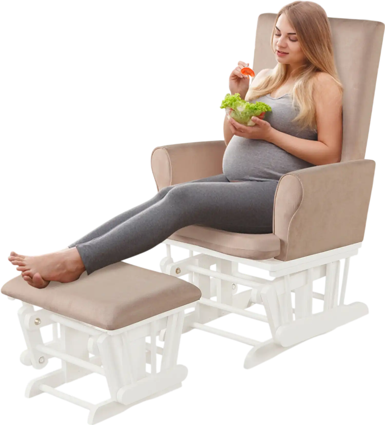 Costway Nursery Rocking Chair Glider Ottoman Cushion Set Pink 13496752 New