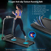 Compact folding treadmill with a 5-layer anti-slip running belt for shock absorption and noise reduction, ideal for.