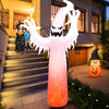 12-foot Halloween inflatable ghost decoration with built-in LED lights, perfect for yard or outdoor festivities.