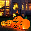 Inflatable Halloween pumpkin combo featuring a black cat, LED lights, and tethers for outdoor decoration.