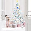 7.5 ft hinged artificial Christmas tree with thick PVC branches and a sturdy metal stand, ideal for festive home.