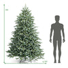 7ft artificial Christmas tree with 1260 mixed PE and PVC tips, featuring a dense appearance and hinged design for easy.