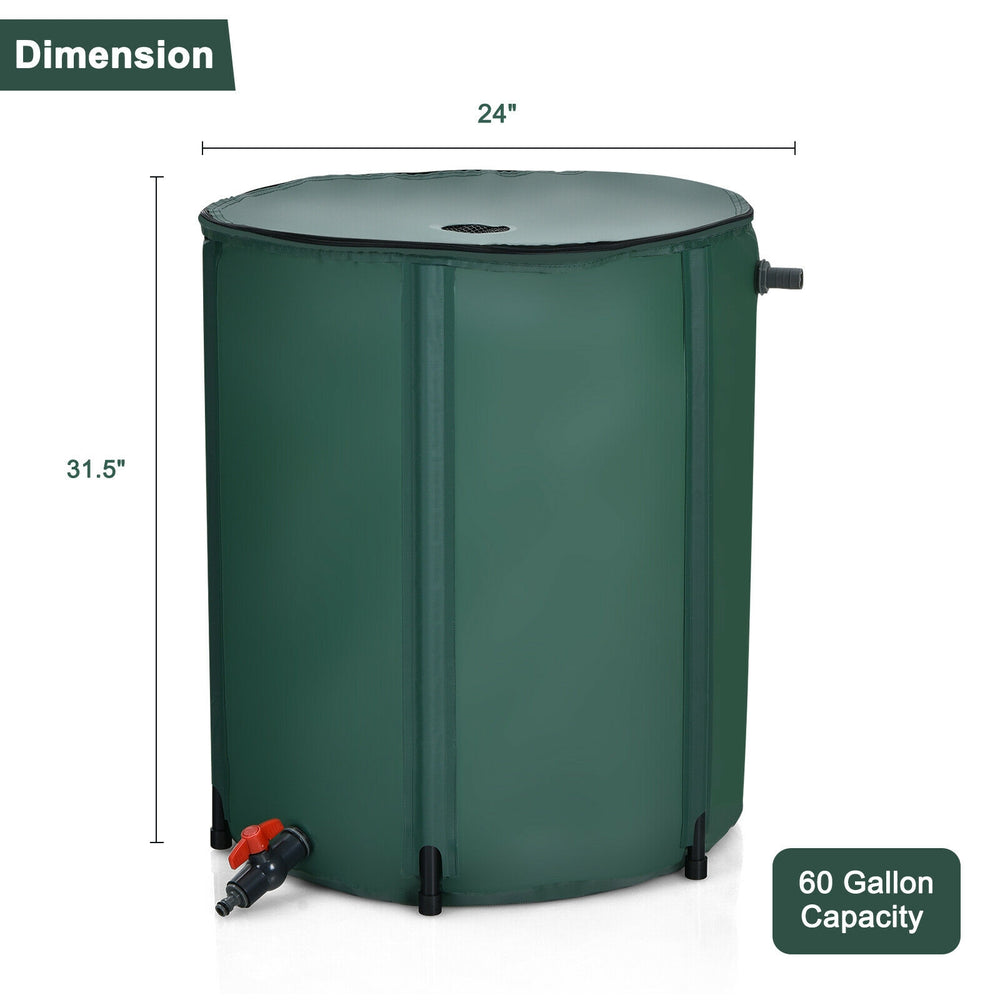 60 Gallon Portable Collapsible Rain Barrel Water Collector for Watering - Gallery View 4 of 10