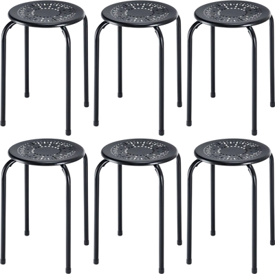Costway 6-Pack Stackable Daisy Backless Round Metal Stools 79345126 New