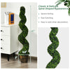 Spiral-shaped 4 FT artificial boxwood topiary in a cement-filled golden pot, perfect for indoor or outdoor decor.