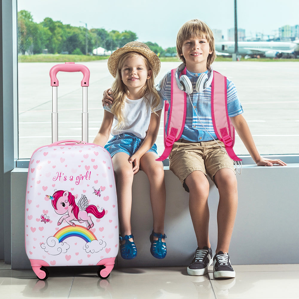 2 Pieces Kids Luggage Set 12 Inch Backpack and 16 Inch Kid Carry on Suitcase with Wheels - Gallery View 1 of 10