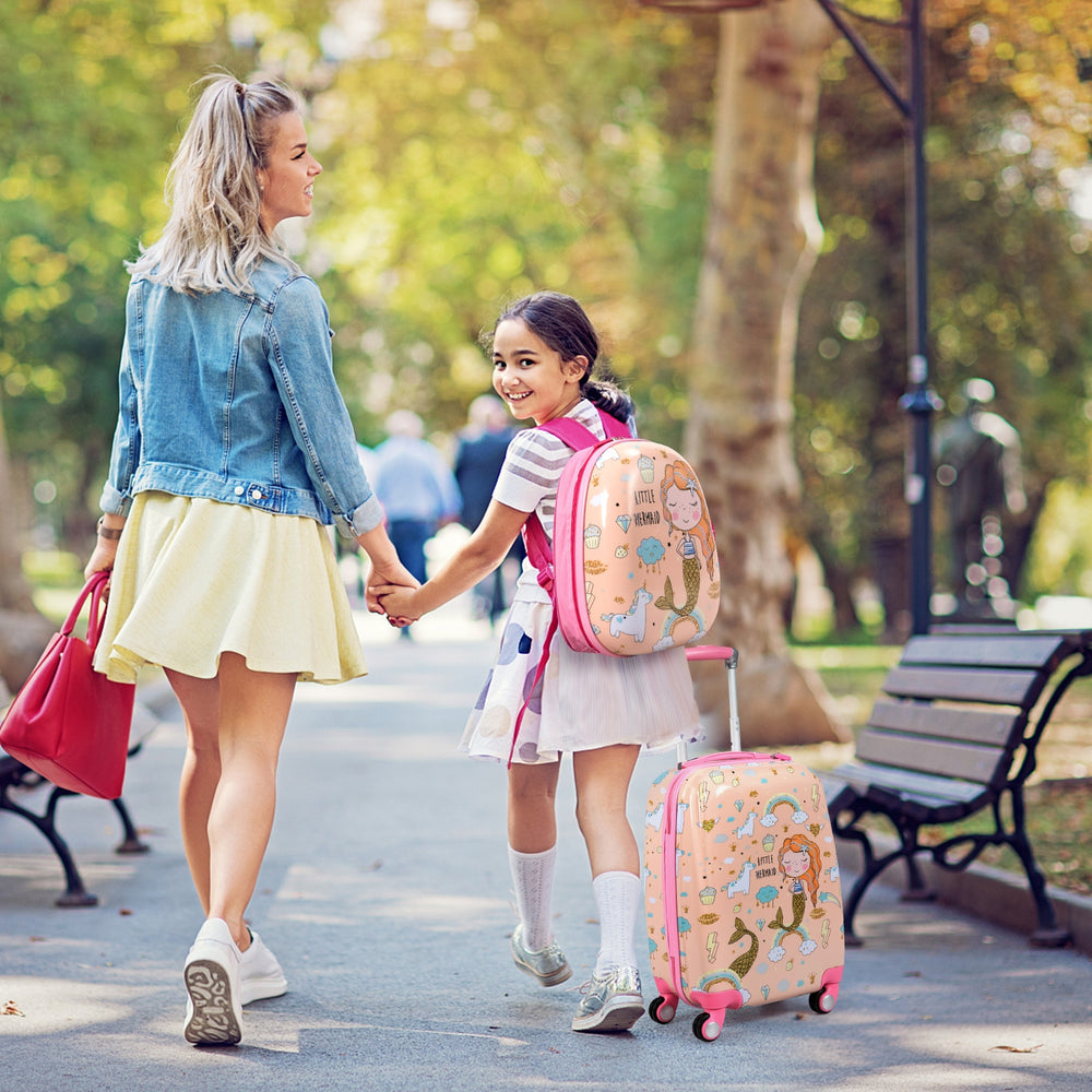 2PC Kids Luggage Set Rolling Suitcase & Backpack-Pink - Gallery View 1 of 9