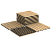 Acacia wood interlocking tile flooring set, featuring 10 pieces, ideal for garden, balcony, or poolside use.