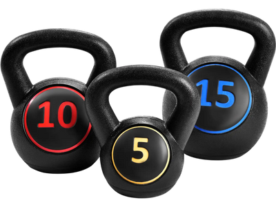 Costway 3-Piece Kettlebell Weight Set 5 10 15lbs 65247910 New