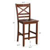 Bar stool with X-shaped backrest, rubber wood legs, and ergonomic design, ideal for counter height seating.