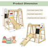 Wooden 8-in-1 indoor playground climbing gym with slide, suitable for children over 3 years, supports up to 110 lbs.