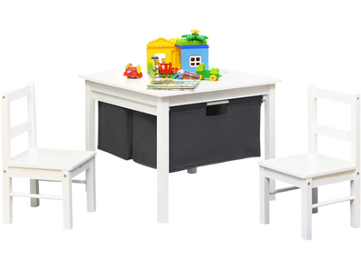 Costway 2-in-1 Kids Activity Building Block Table & 2 Chairs w/ Storage 72091538 New