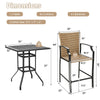 Bar stool from the 5 Pieces Outdoor Rattan Bistro Set with a weather-resistant PE rattan design and soft cushion for.