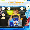 Kids luggage set featuring a colorful suitcase and matching backpack, designed for travel with adjustable handles and.