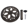 Round umbrella base stand made of premium cast iron in classic bronze, featuring a petal pattern for stability and.