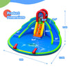 Inflatable waterslide bounce house dimensions with 2 slides, climbing wall, and splash pool for outdoor fun.