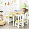 4 Pieces Kids Wooden Activity Table and Chairs Set with Storage Bench and Study Desk-Natural - Gallery View 1 of 12