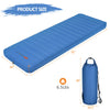 Self-inflating blue camping sleeping mattress with carry bag, 81"x29"x4", waterproof TPU for outdoor comfort.