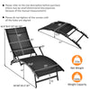 Black patio folding lounge chair with armrests, 5-position adjustable backrest, perfect for outdoor relaxation.
