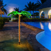 5-foot LED pre-lit palm tree decor with warm rope lights, perfect for outdoor patios and festive celebrations.
