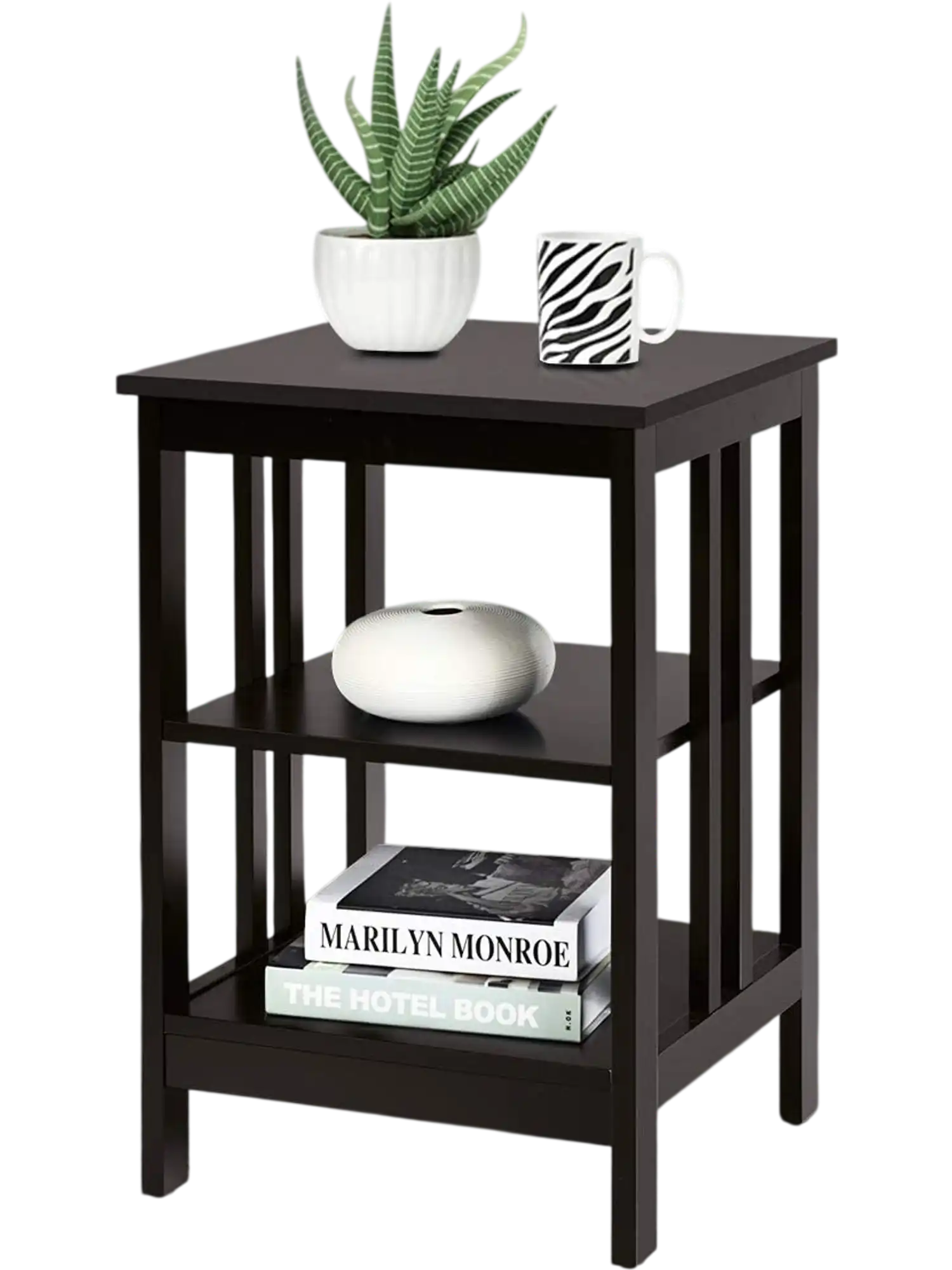 Costway 2-Piece 3-Tier Nightstand Side Tables Dark Brown 96185204 New