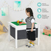 Kids double-sided activity building block table in white with storage drawers, perfect for play and creativity.
