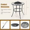 23.5-inch round fire pit table with mesh cover, durable steel frame, ideal for outdoor gatherings and barbecue parties.