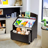 Kids Wooden Toy Storage Unit Organizer with Rolling Toy Box and Plastic Bins-Espresso - Gallery View 1 of 12