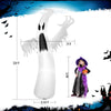 Tall 12-foot inflatable ghost with LED lights, featuring a spooky design, ideal for Halloween parties and yard displays.