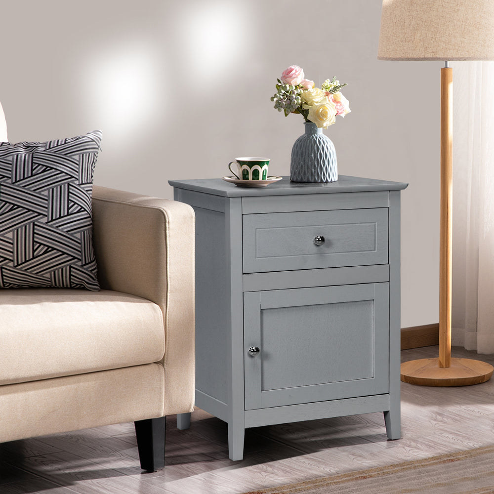 2-Tier Accent Table with Spacious Tabletop-Gray - Gallery View 1 of 10